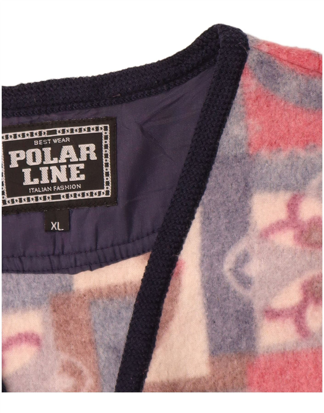 VINTAGE Gilet pentru bărbați din fleece UK 42 XL, multicolor, poliester Fair Isle