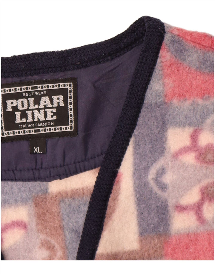 VINTAGE Gilet pentru bărbați din fleece UK 42 XL, multicolor, poliester Fair Isle