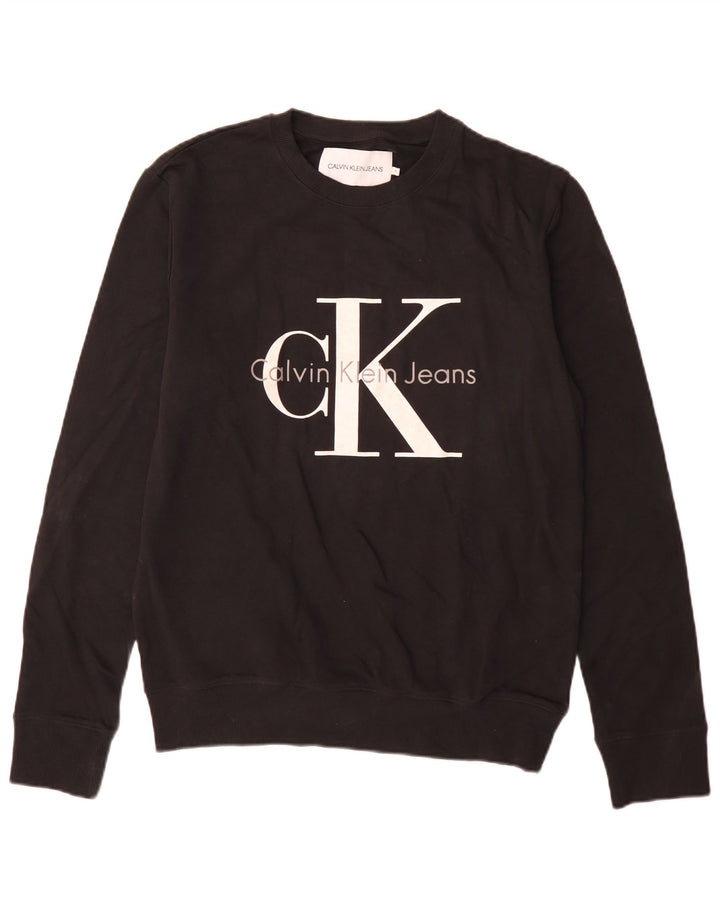 Hanorac grafic pentru bărbați Calvin Klein Jeans Jumper Bumbac mediu negru