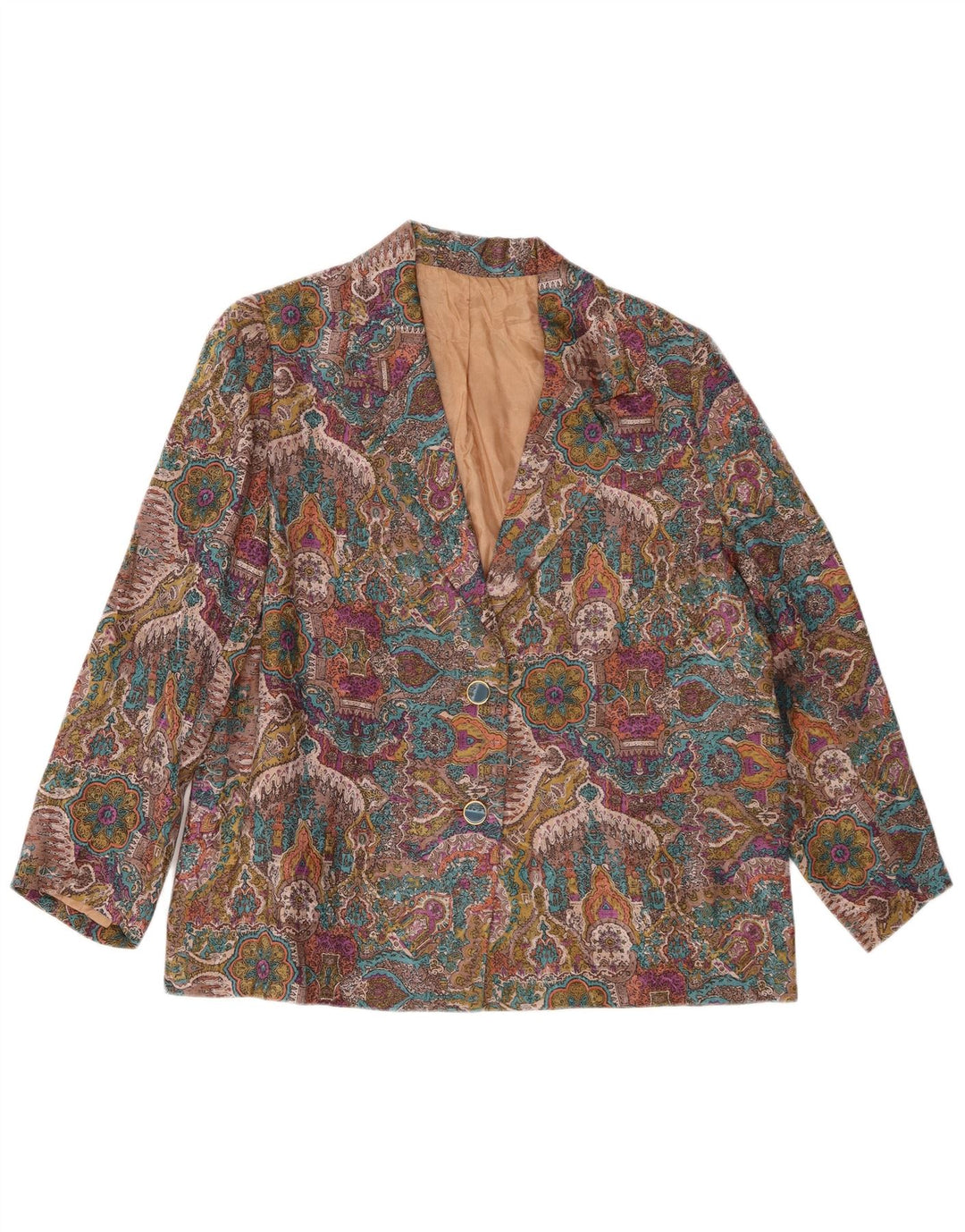 Jachetă Blazer Vintage pentru femei cu model abstract, UK 14, mare, multicoloră