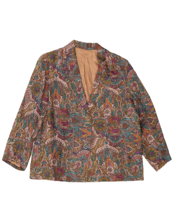 Jachetă Blazer Vintage pentru femei cu model abstract, UK 14, mare, multicoloră