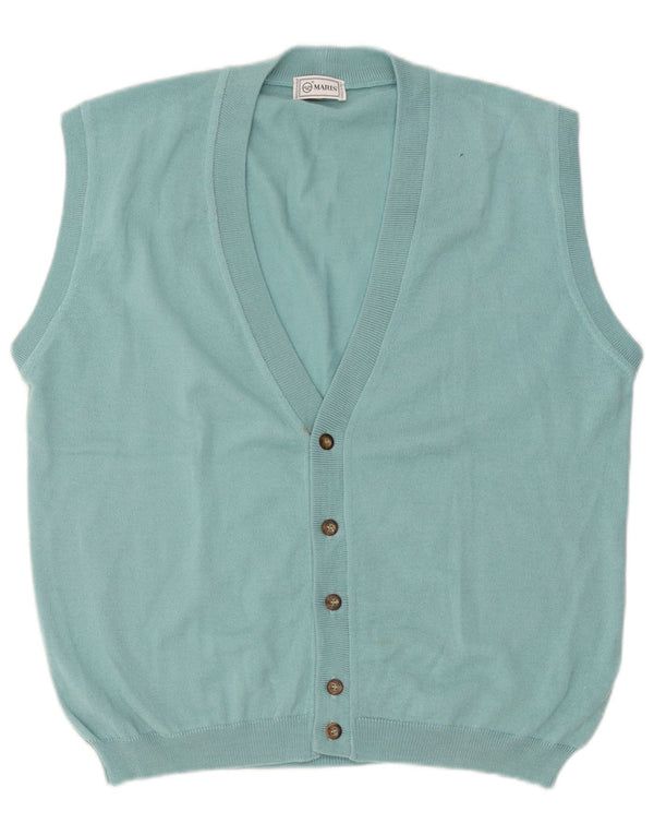 Cardigan Vintage pentru bărbați, fără mâneci, XL, lână albastră