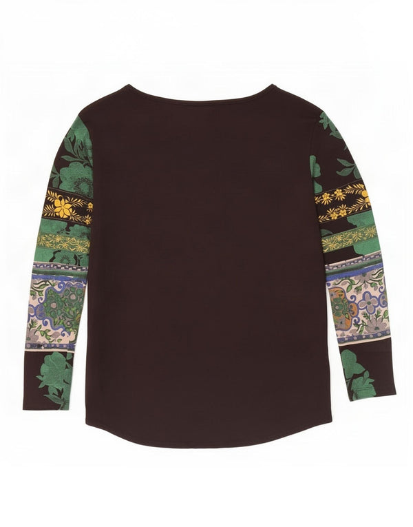 Top pentru femei Desigual cu mânecă lungă UK 6 XS Negru Floral Viscose