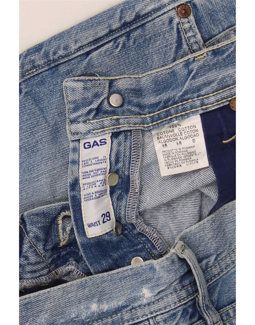 Pantaloni scurți din denim pentru femei Gas W29, bumbac albastru mediu