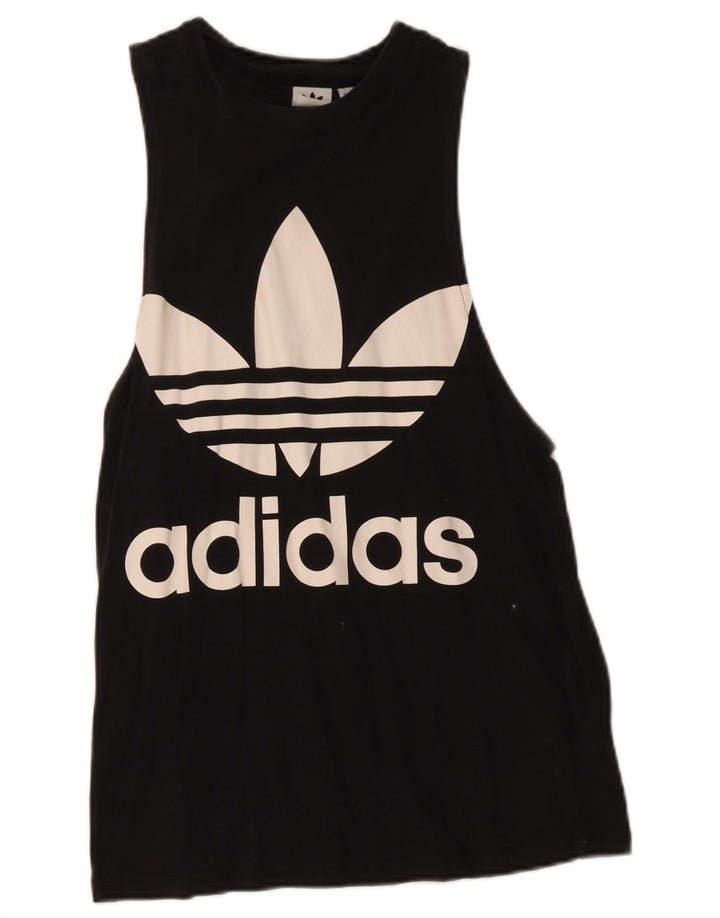 Vesta grafică pentru femei Adidas UK 12, bumbac mediu negru