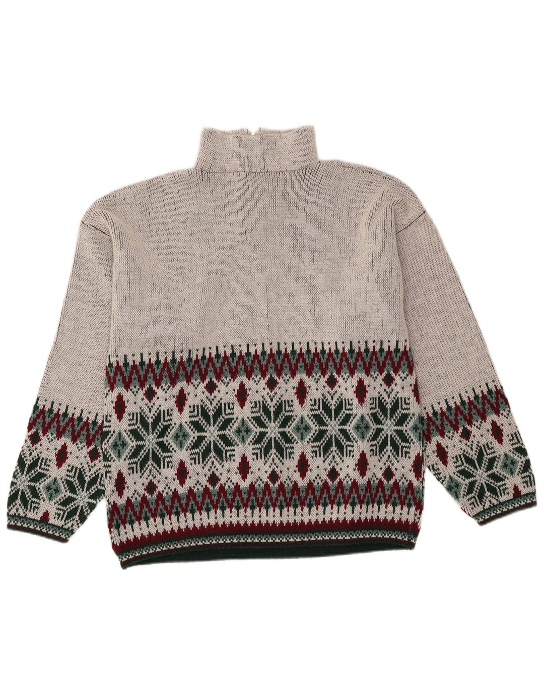 Pulover vintage pentru bărbați, cu fermoar și gât, gri mediu Fair Isle