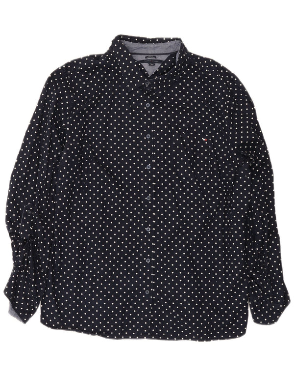 Cămașă pentru femei Tommy Hilfiger Classic Fit 2XL, bumbac cu pete, albastru bleumarin