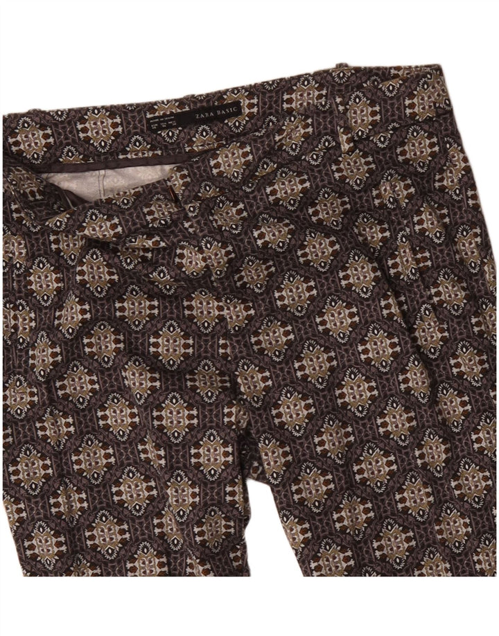 Pantaloni casual de damă ZARA slim EU 40 Medium W30 L27 Maro Geometric