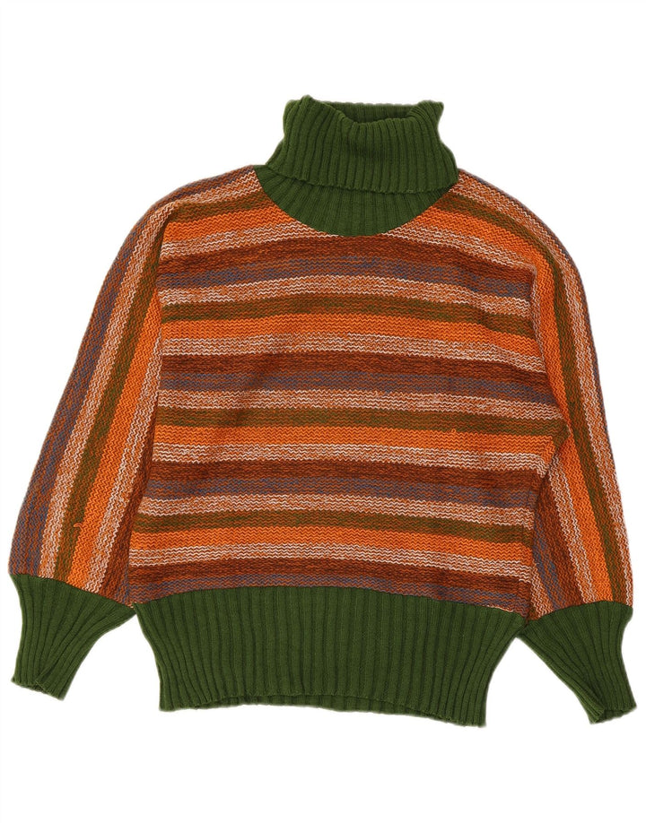 Pulover vintage pentru femei cu gât rulat IT 44 Medium, multicolor, cu dungi