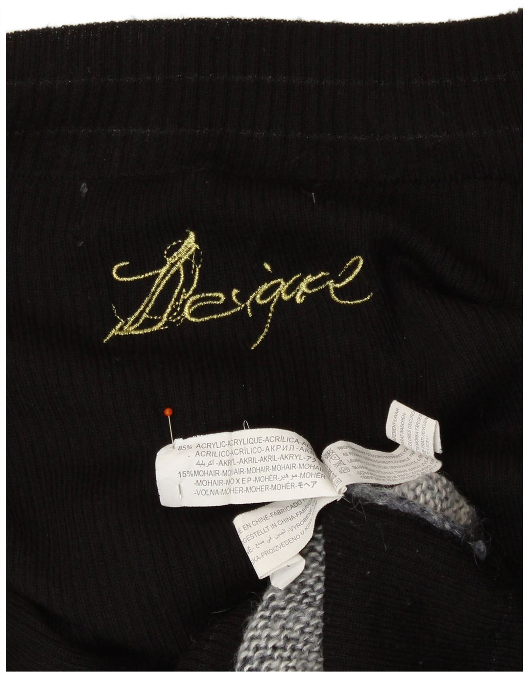 DESIGUAL Pulover cu gât de barcă pentru femei UK 12 Medium Negru Colorat