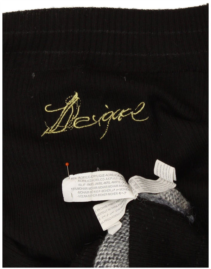 DESIGUAL Pulover cu gât de barcă pentru femei UK 12 Medium Negru Colorat