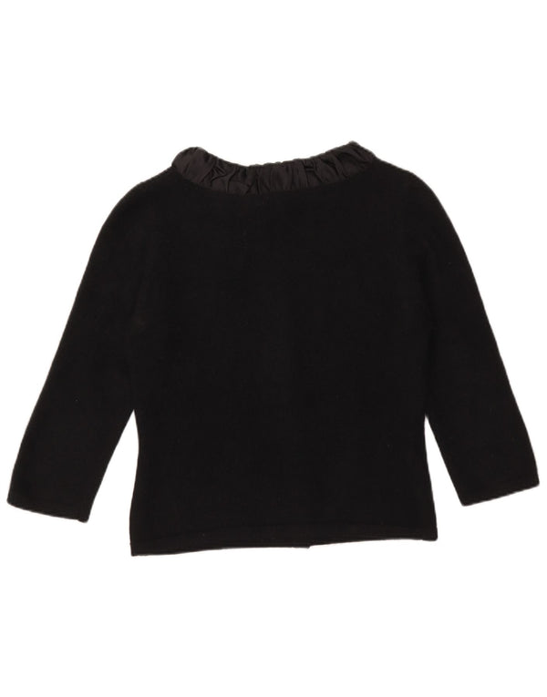 Luisa Spagnoli Pulover cardigan cu cravată în față pentru femei UK 12 Medium Black Angora