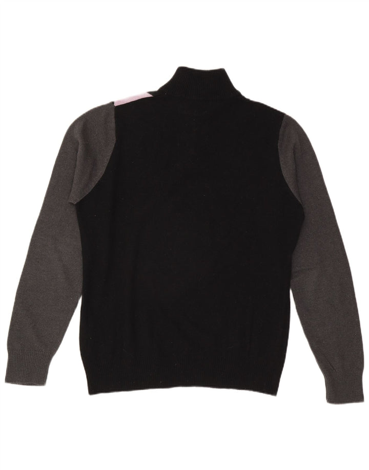 Sergio Tacchini Pulover pentru bărbați cu fermoar și gât, mediu negru Argyle/Diamond