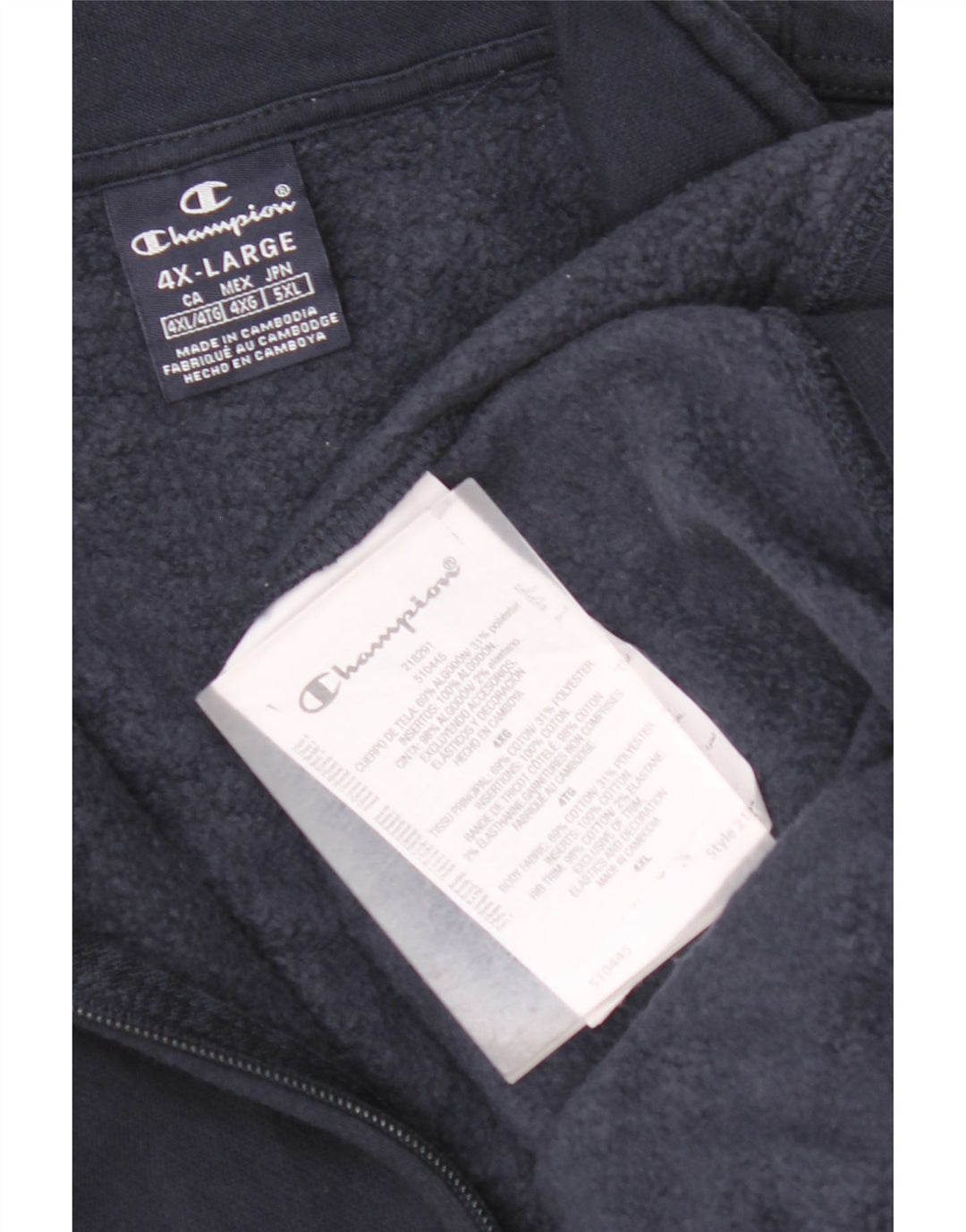 Pulover pentru bărbați CHAMPION, cu fermoar, cu gât, 4XL, bumbac bleumarin