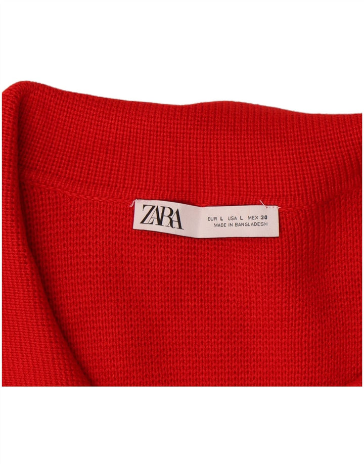 Pulover cardigan pentru femei Zara UK 16 mare, roșu, viscoză