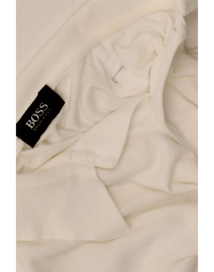 HUGO BOSS Mens Polo Shirt Medium White Cotton Vintage Hugo Boss and Second-Hand Hugo Boss from Messina Hembry 