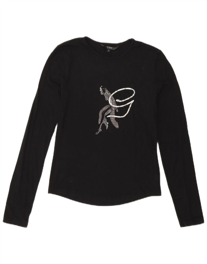 Top grafic pentru femei Guess By Marciano cu mânecă lungă Mărimea 3 XS negru