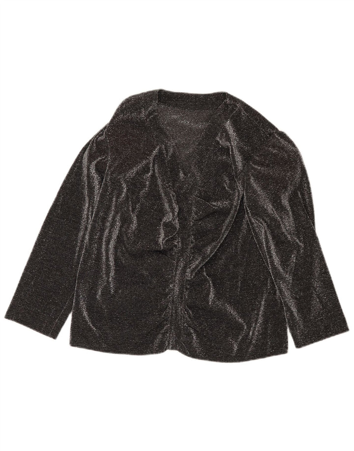 Bluză vintage cu mâneci 3/4 pentru femei UK 16 Large Black