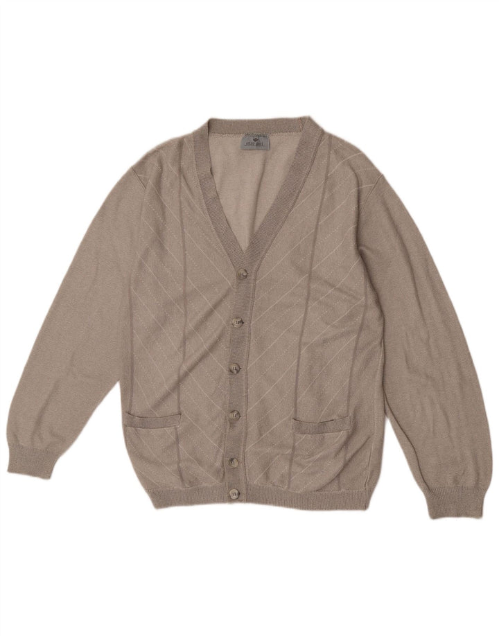 Enzo Goti Pulover Cardigan Bărbați Mic Gri Chevron Acrilic