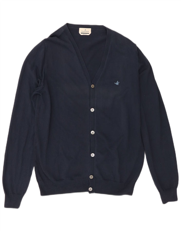 Pulover cardigan pentru bărbați Brooksfield IT 50 mediu din bumbac bleumarin