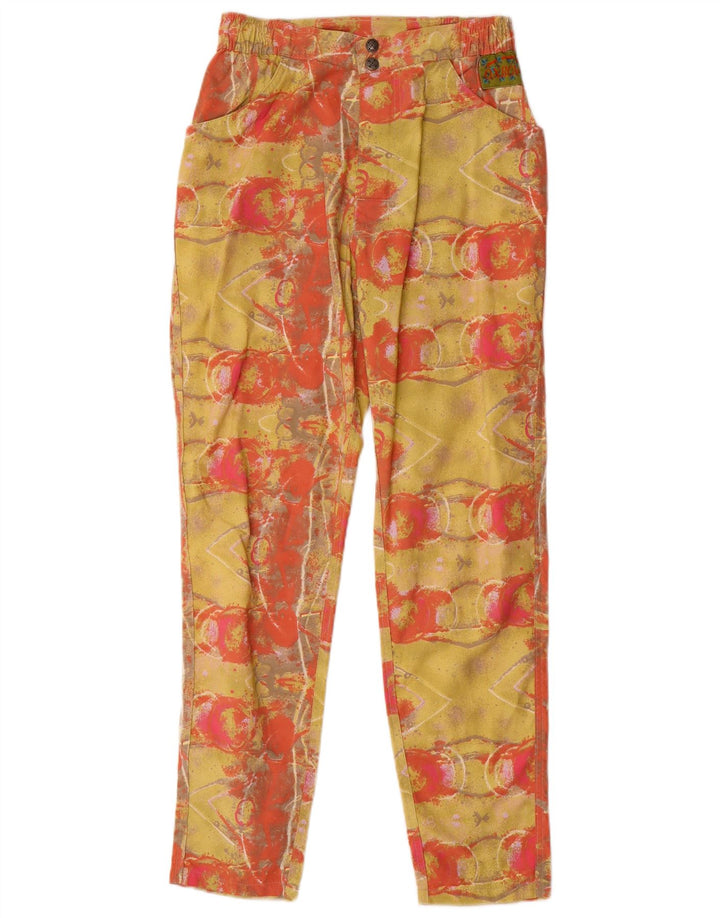 OXBOW Womens Abstract Pattern Slim Casual Trousers Small W25 L30 Yellow