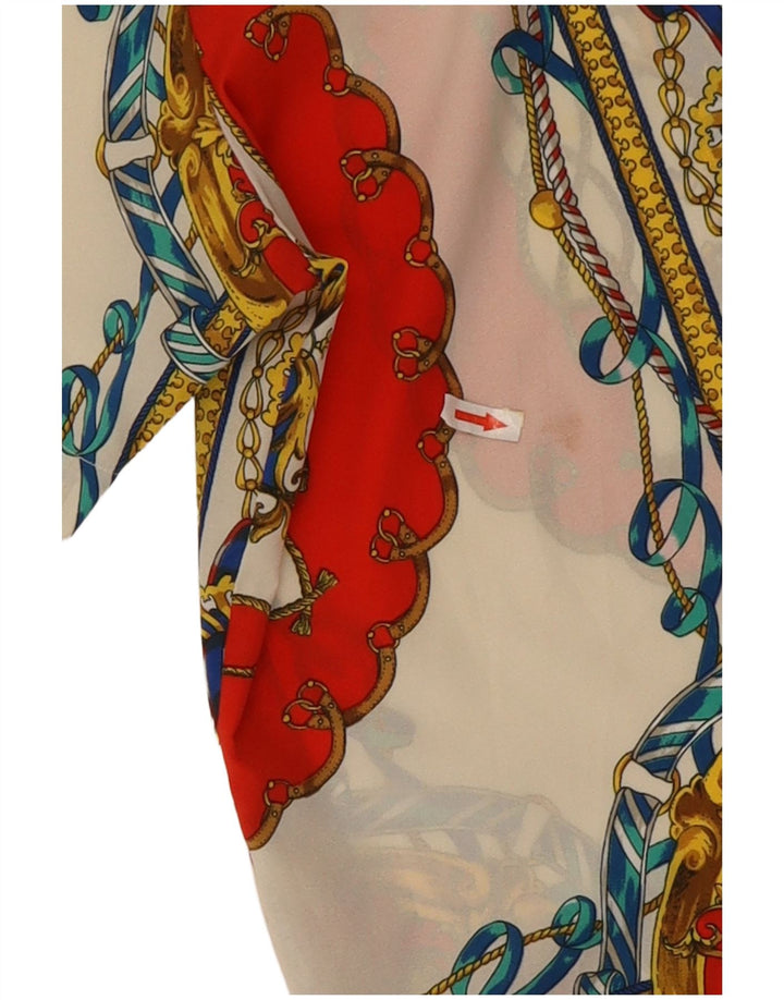 Bluză de cămașă cu model abstract pentru femei vintage UK 16 mare, multicoloră