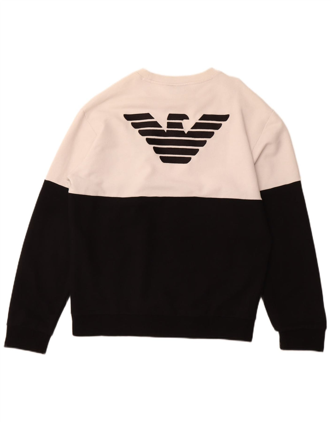 EMPORIO ARMANI Pulover cu grafic pentru femei UK 18 XL Negru Colorblock