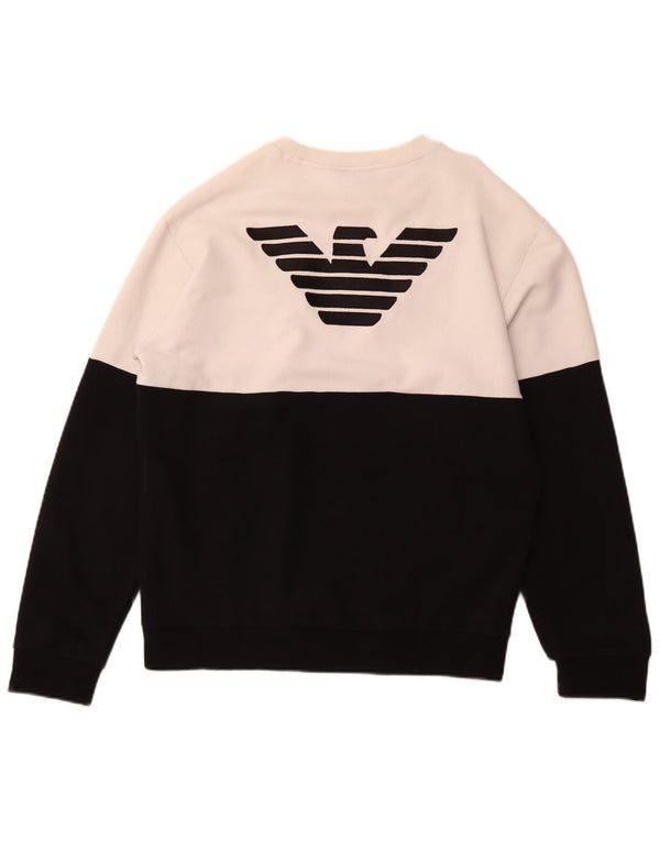 EMPORIO ARMANI Pulover cu grafic pentru femei UK 18 XL Negru Colorblock