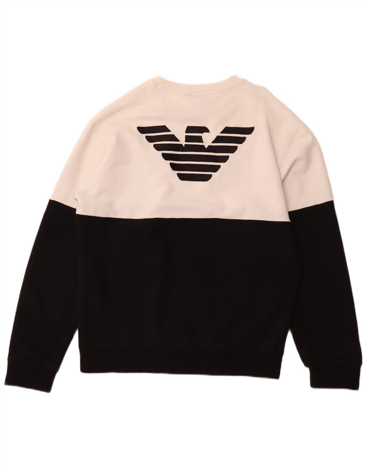 EMPORIO ARMANI Pulover cu grafic pentru femei UK 18 XL Negru Colorblock