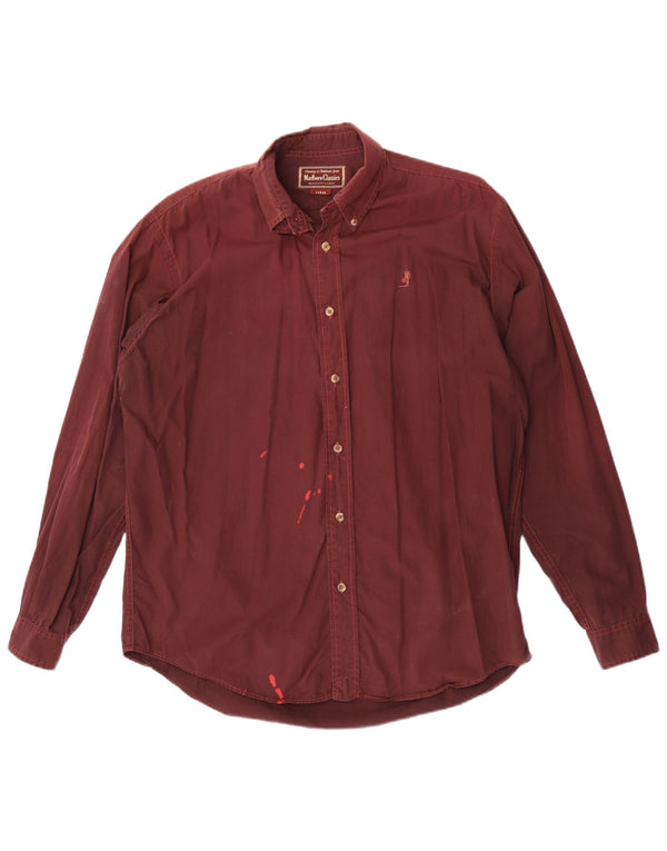 Cămașă Marlboro Classics pentru bărbați Maroon mare