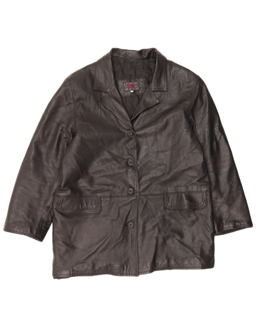 Palton din piele pentru femei VINTAGE IT 48 XL din piele neagră