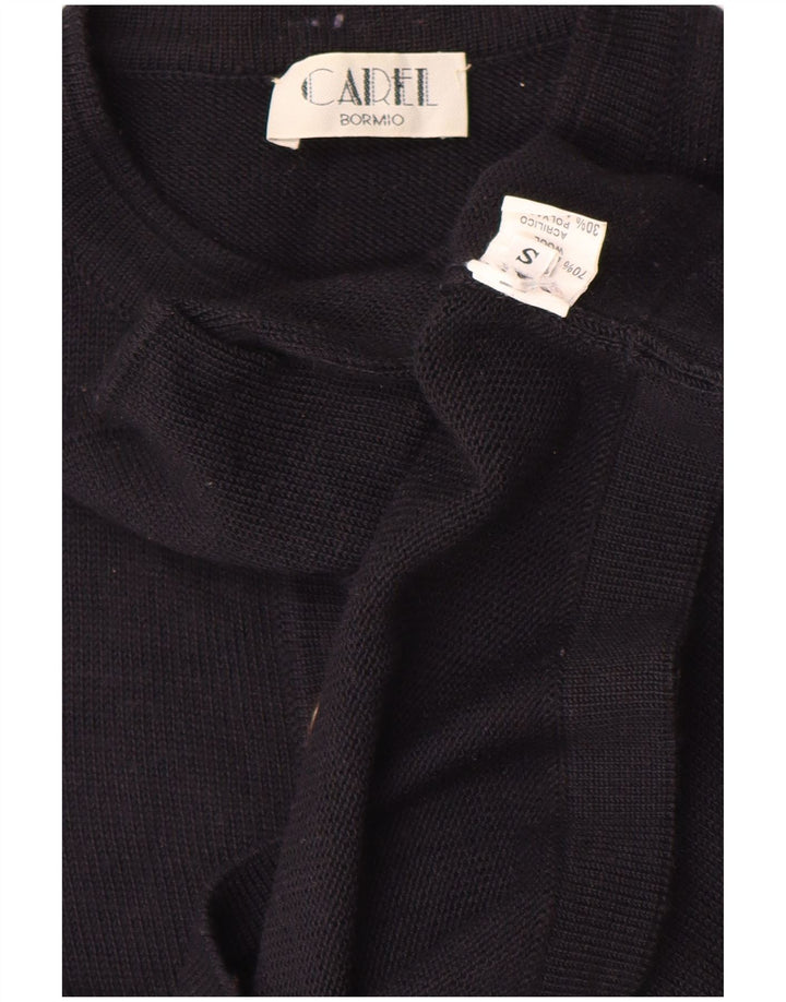 Pulover vintage cardigan supradimensionat pentru femei UK 10 mic din lână bleumarin
