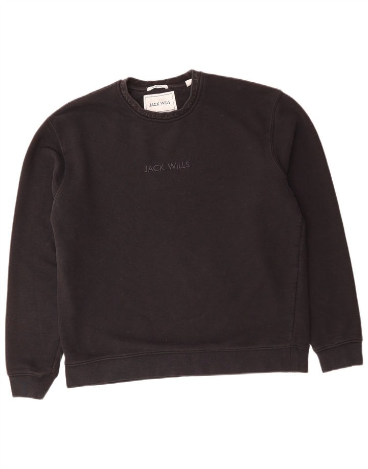 JACK WILLS Hanorac relaxat pentru bărbați, bumbac mediu negru