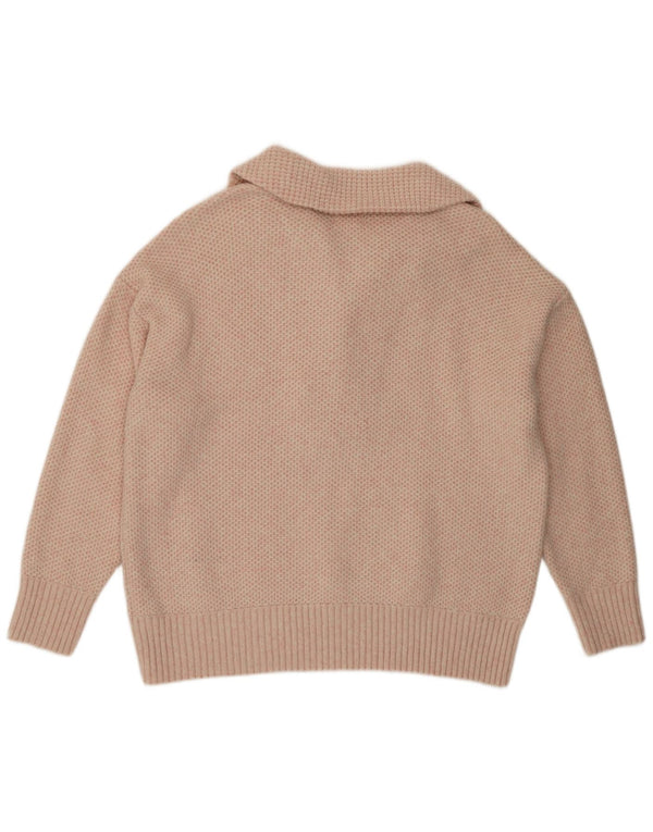 Pulover cu gât polo pentru femei Fat Face UK 18 XL roz acrilic