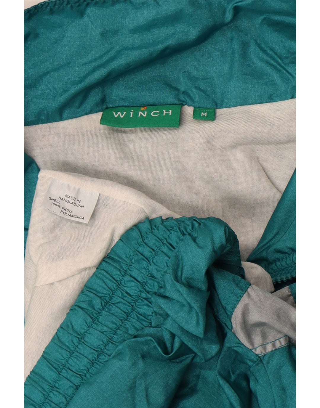 Jachetă de trening vintage pentru bărbați, verde mediu, poliamidă color bloc
