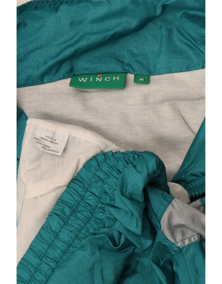 Jachetă de trening vintage pentru bărbați, verde mediu, poliamidă color bloc