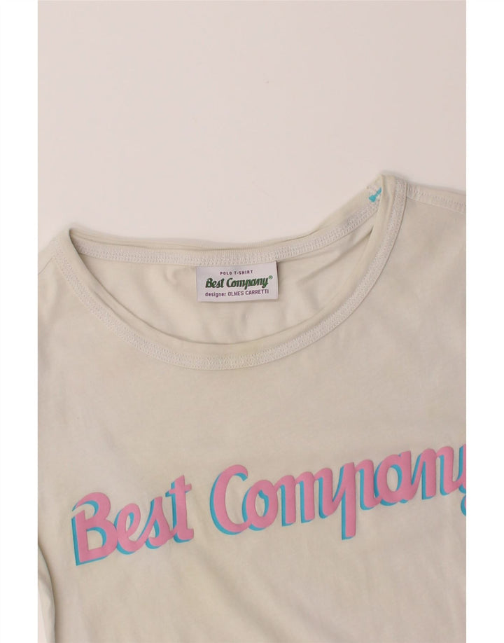 BEST COMPANY Womens Graphic T-Shirt Top UK 6 XS Off White Cotton Vintage Best Company and Second-Hand Best Company from Messina Hembry 