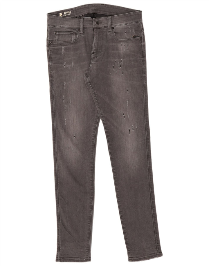 Blugi super slim G-STAR Revend pentru bărbați Distressed W32 L34 bumbac gri