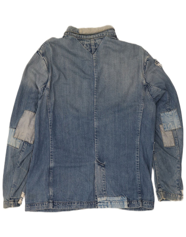 Jachetă de denim învechită pentru femei Tommy Hilfiger UK 18 XL, albastru, mozaic