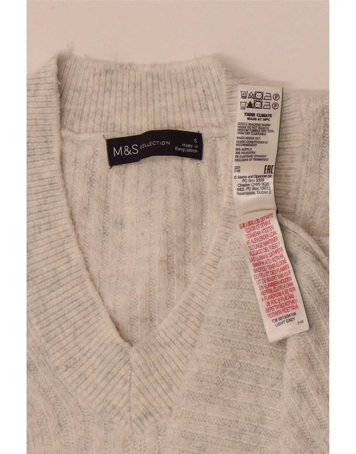 Marks & Spencer Womens Oversized Vest Tank Top UK 10 Small Gri Acrilic