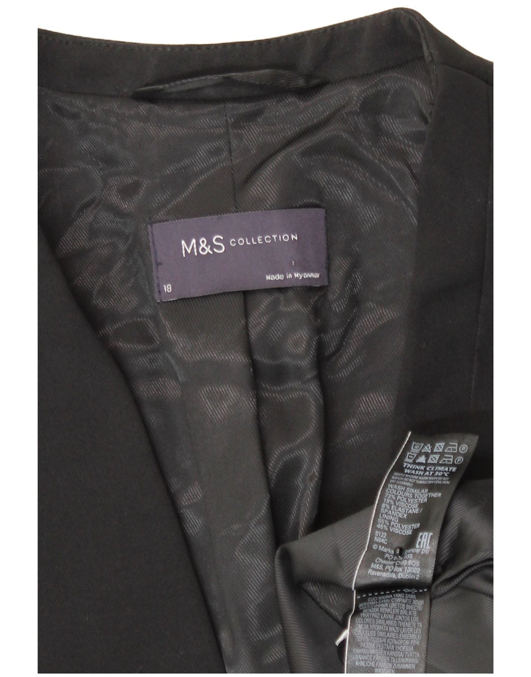 Jachetă pentru femei Marks & Spencer cu 1 nasture, UK 18 XL, poliester negru