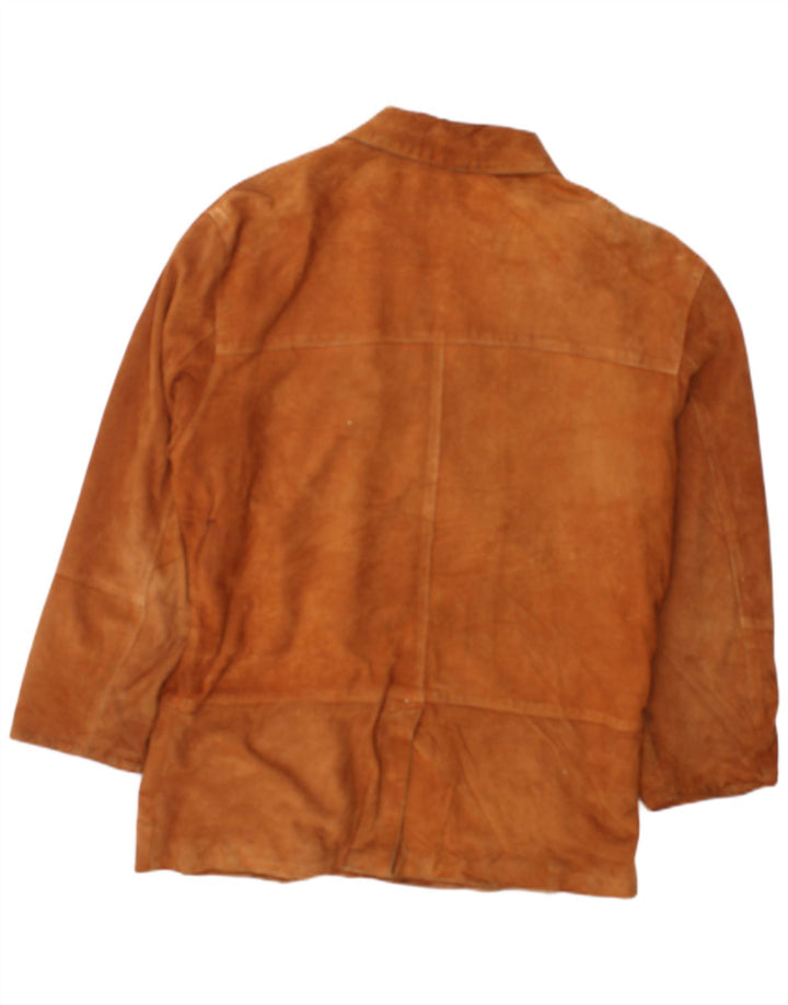 Jachetă de piele intoarsă pentru bărbați VINTAGE IT 50 mare maro din piele