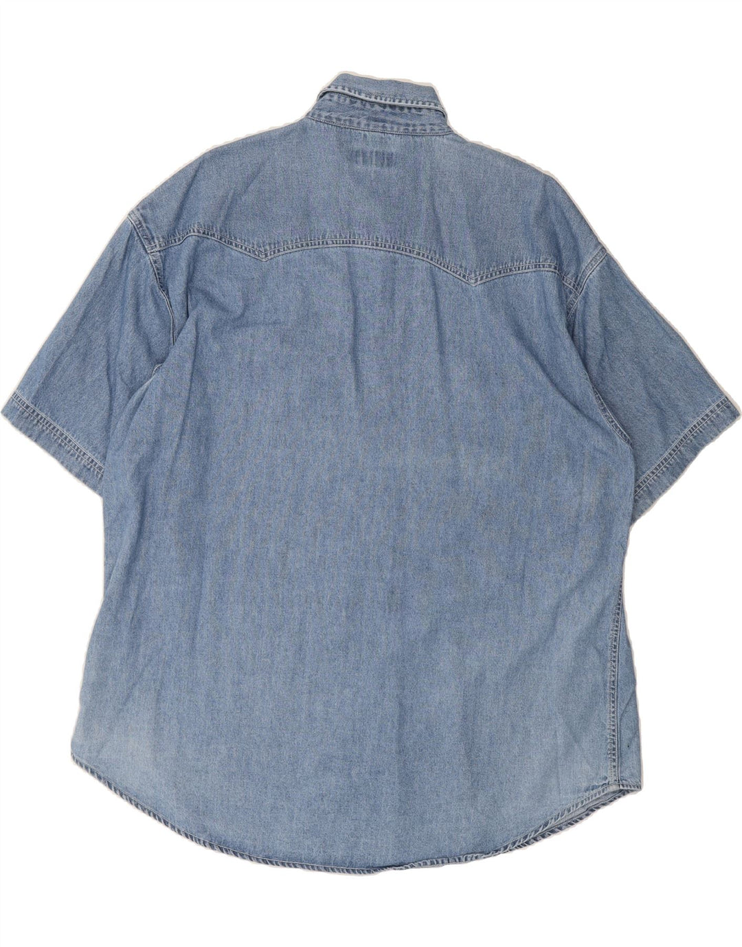 CANDA Mens Short Sleeve Denim Shirt XL Blue Cotton Vintage Canda and Second-Hand Canda from Messina Hembry 