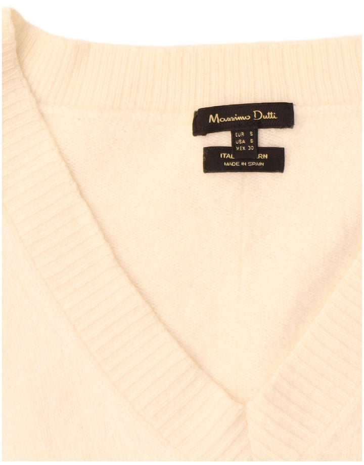 Pulover cu decolteu în V supradimensionat pentru femei Massimo Dutti UK 10 Small Off White