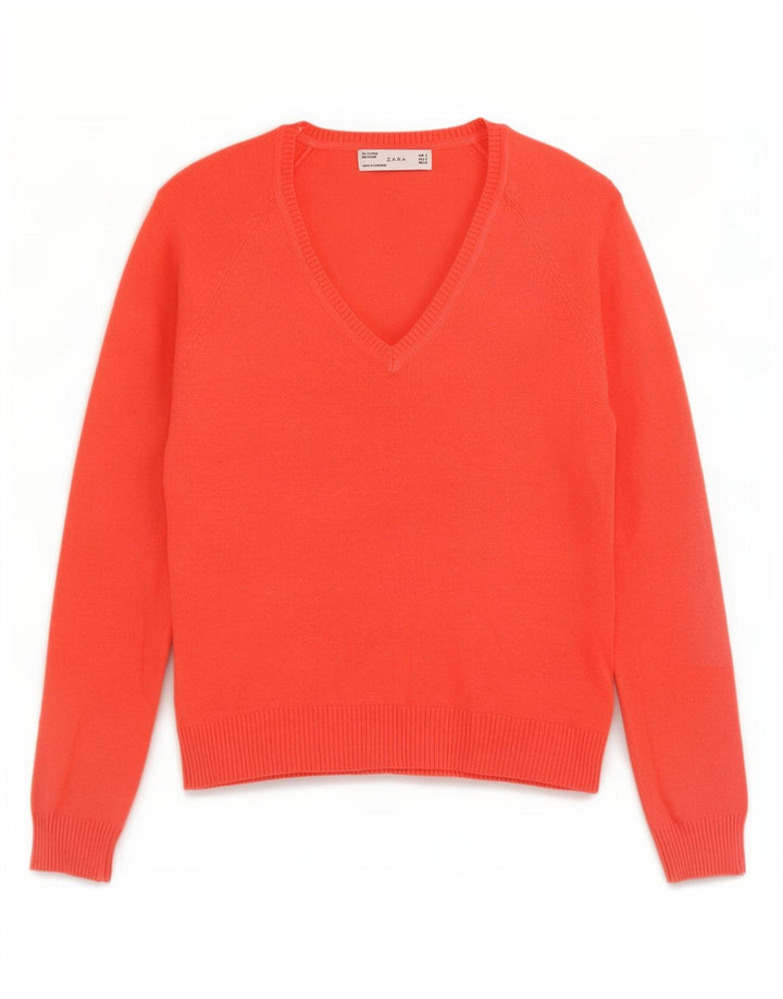Pulover cu decolteu în V Zara pentru femei UK 10 Small Red