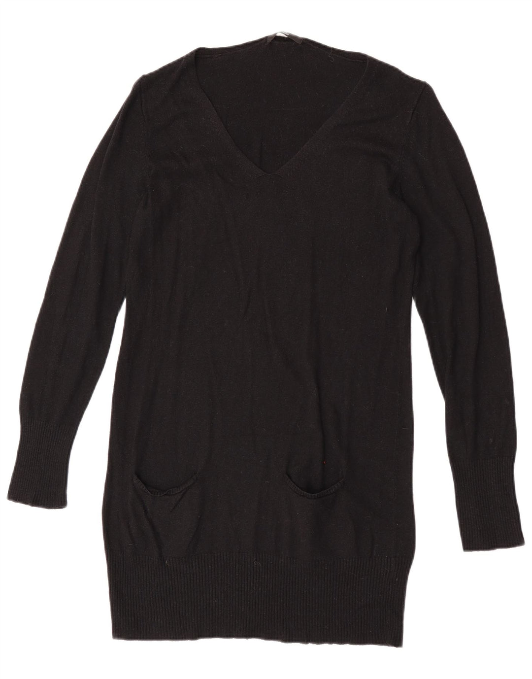 Pulover pentru femei Marks & Spencer cu paragate cu decolteu în V UK 14 Medium Negru