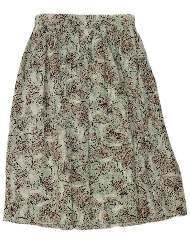 Fusta plisată cu model abstract pentru femei vintage W28 verde mediu