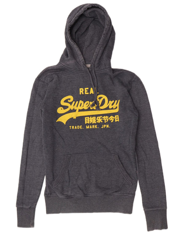 Pulover Superdry pentru bărbați cu glugă grafică, mic, albastru, bumbac