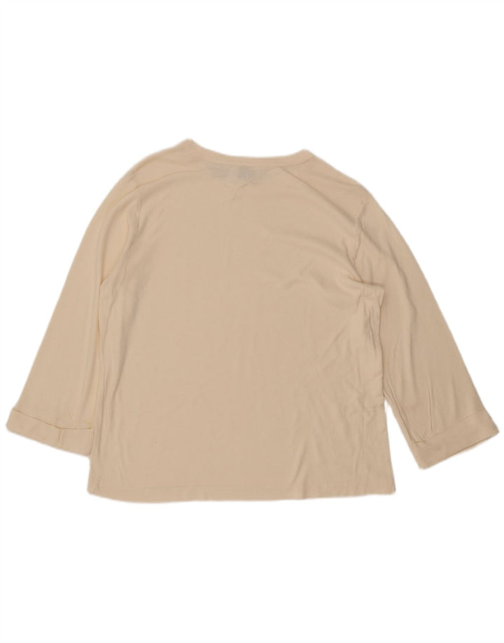Top supradimensionat pentru femei ORVIS, cu mâneci 3/4 UK 14, bumbac mediu bej