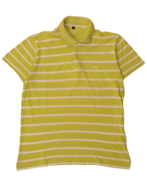 Harmont & Blaine Mens Polo Shirt 2XL Green Striped Cotton